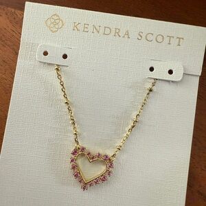 Kendra Scott Pink and Gold Ari Heart Necklace